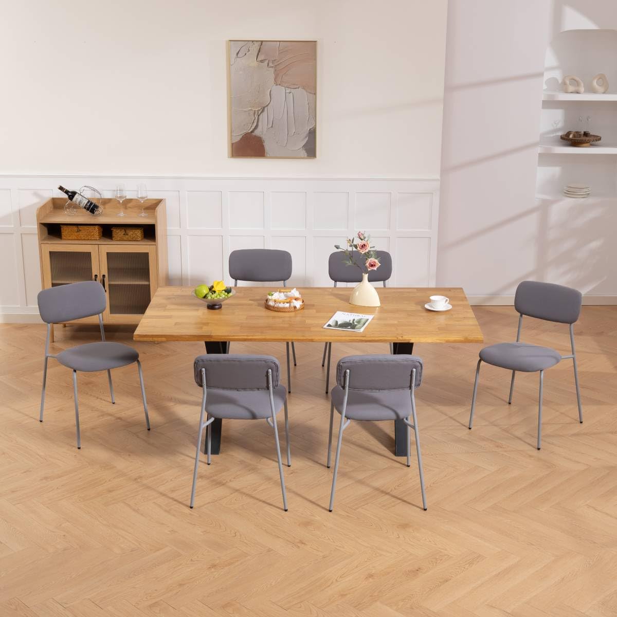 Grey Padded Stackable Chairs Set of 4 B7953