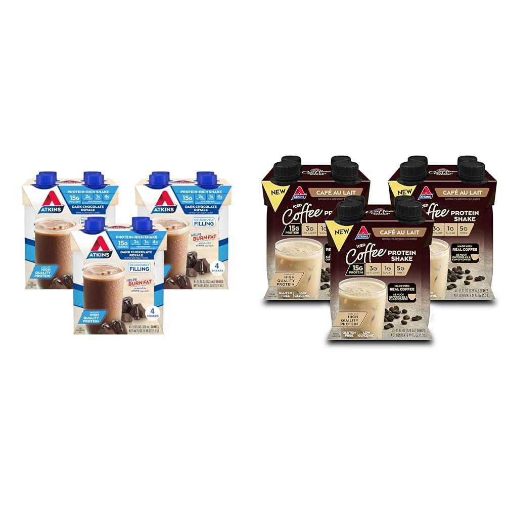 Dark Chocolate Protein Shake & Iced Coffee Protein Shake, 15g Protein, 12 Count I519