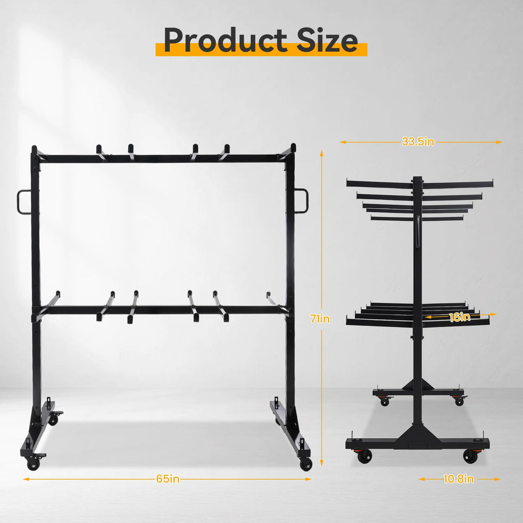 2-Tier Heavy Duty Folding Chair Cart with Wheels G147074