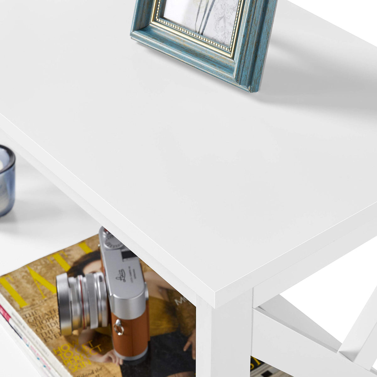 White 3-Tier Narrow Console Table V512