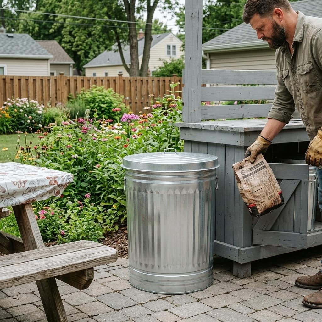31 Gallon Galvanized Steel Trash Can with Lid T59666