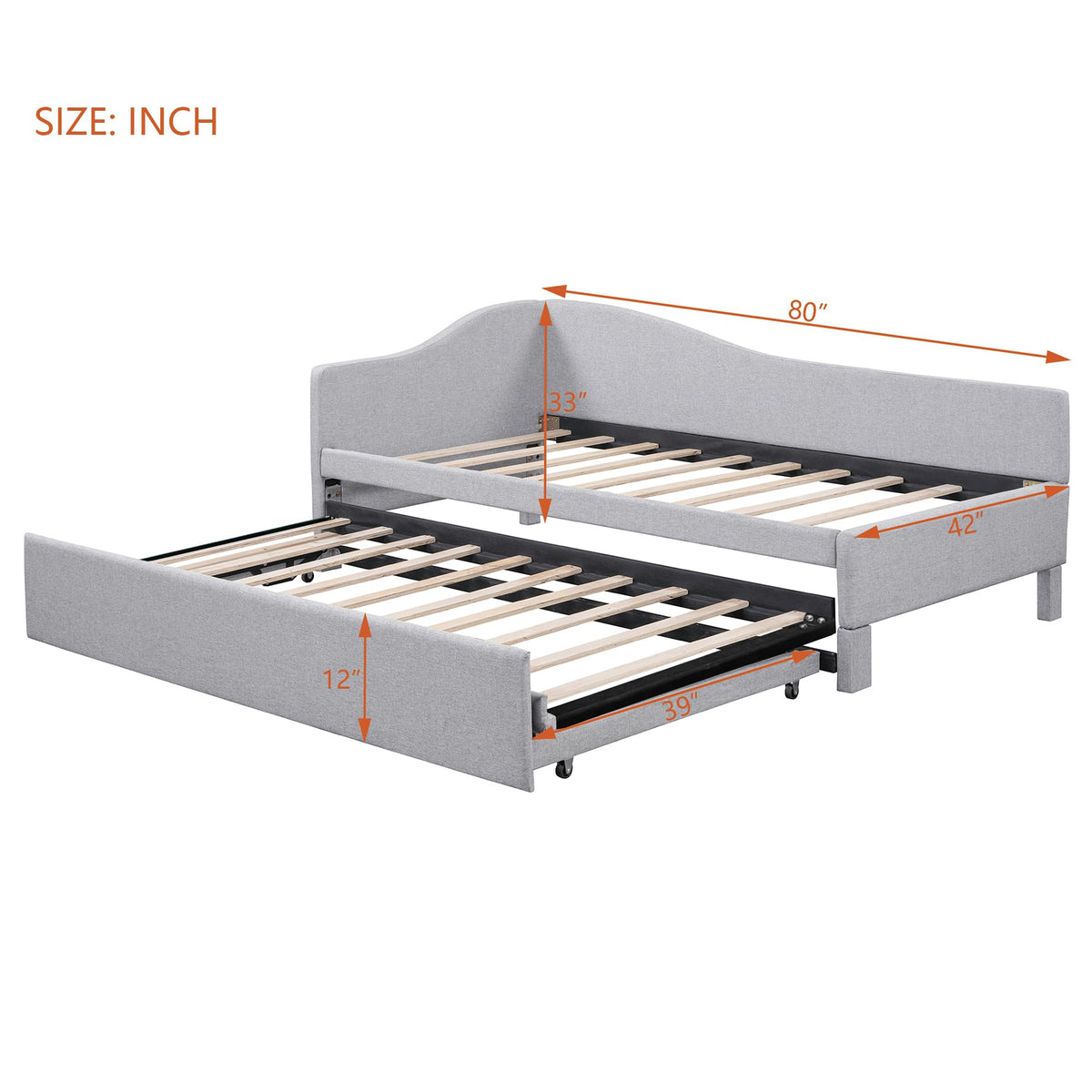 Twin Size Linen Upholstered Daybed with Pop up Trundle U552