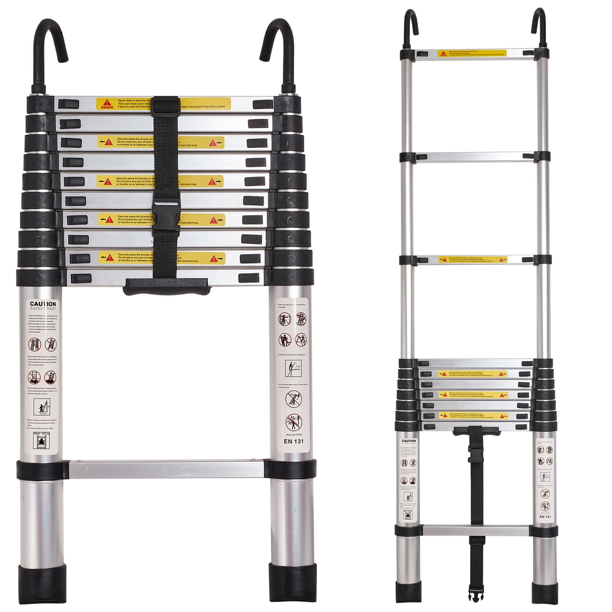 12.5 FT Aluminum Telescoping Ladder with 2 Hooks A978347