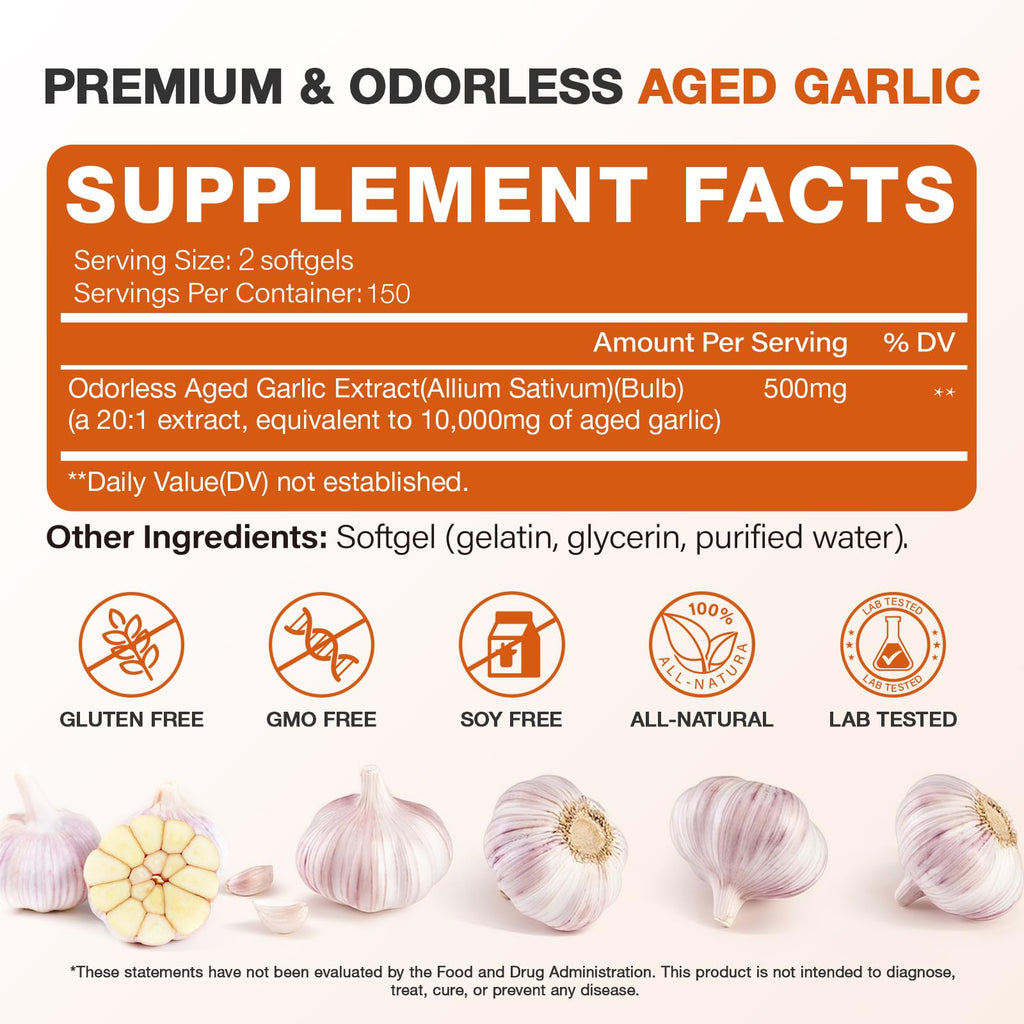 Odorless Garlic Capsules 10,000mg 300 Softgels Z846901