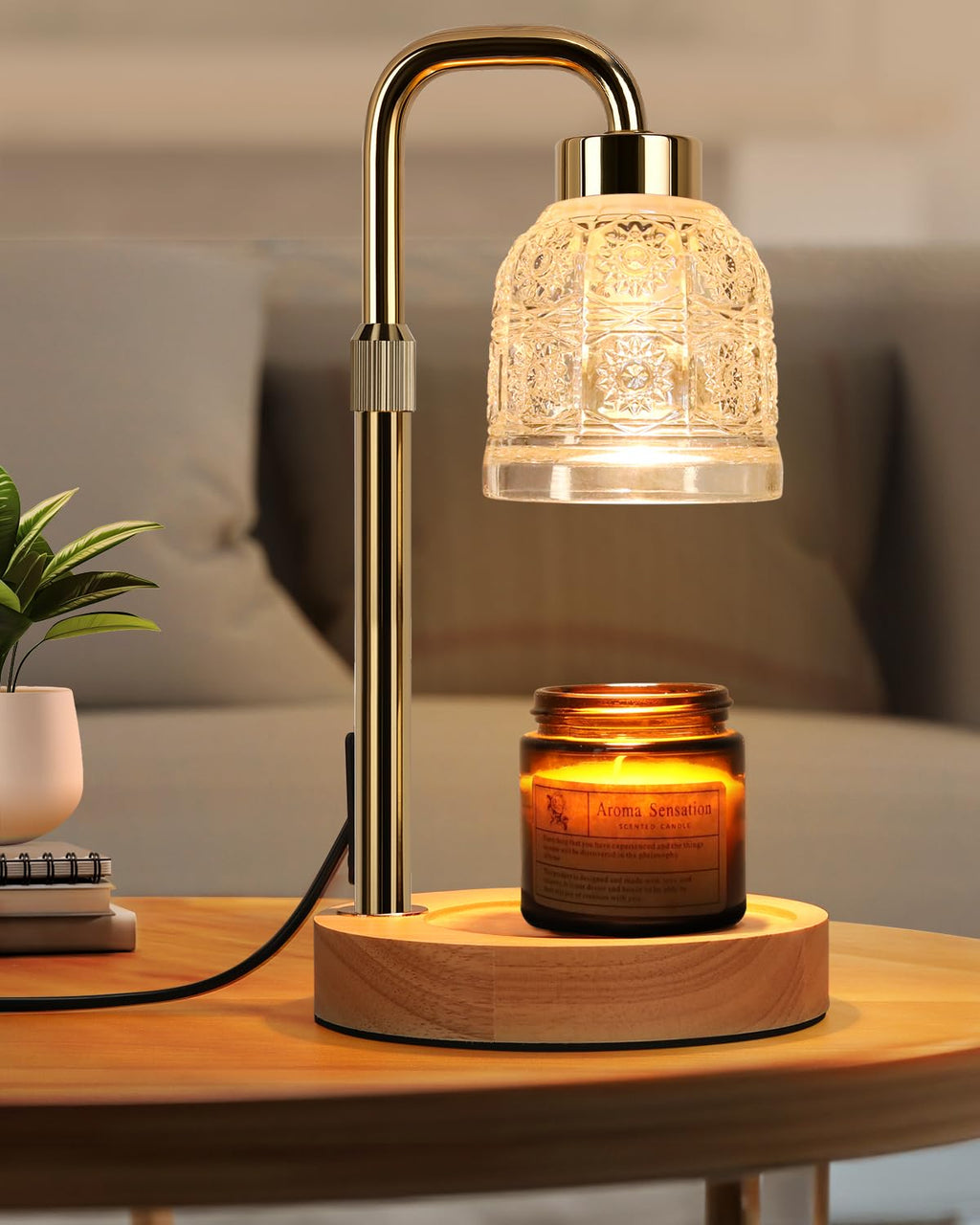 Candle Warmer Lamp with Timer, Gold R459