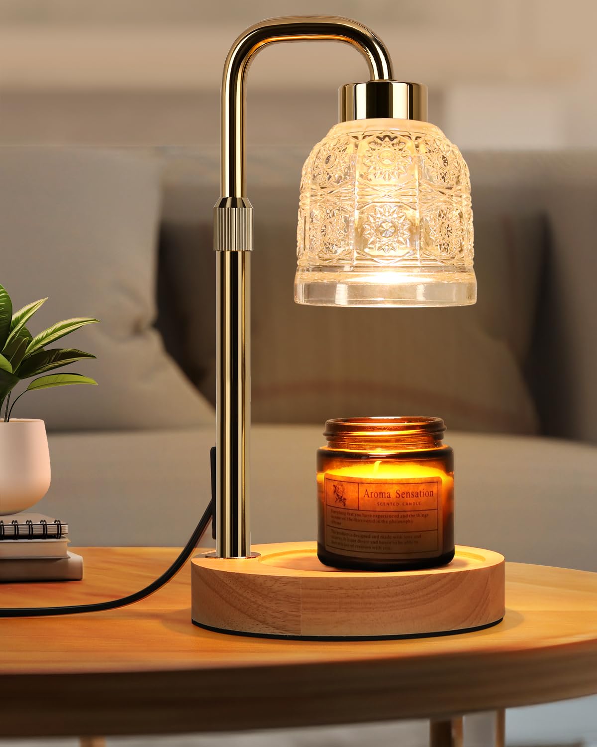 Candle Warmer Lamp with Timer, Gold R459