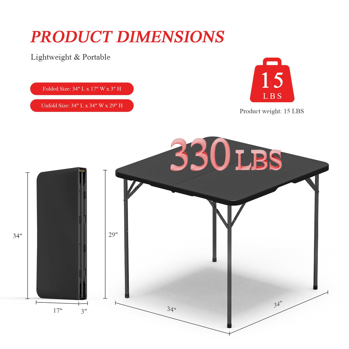 34" Square Folding Card Table 2 Pack V55913