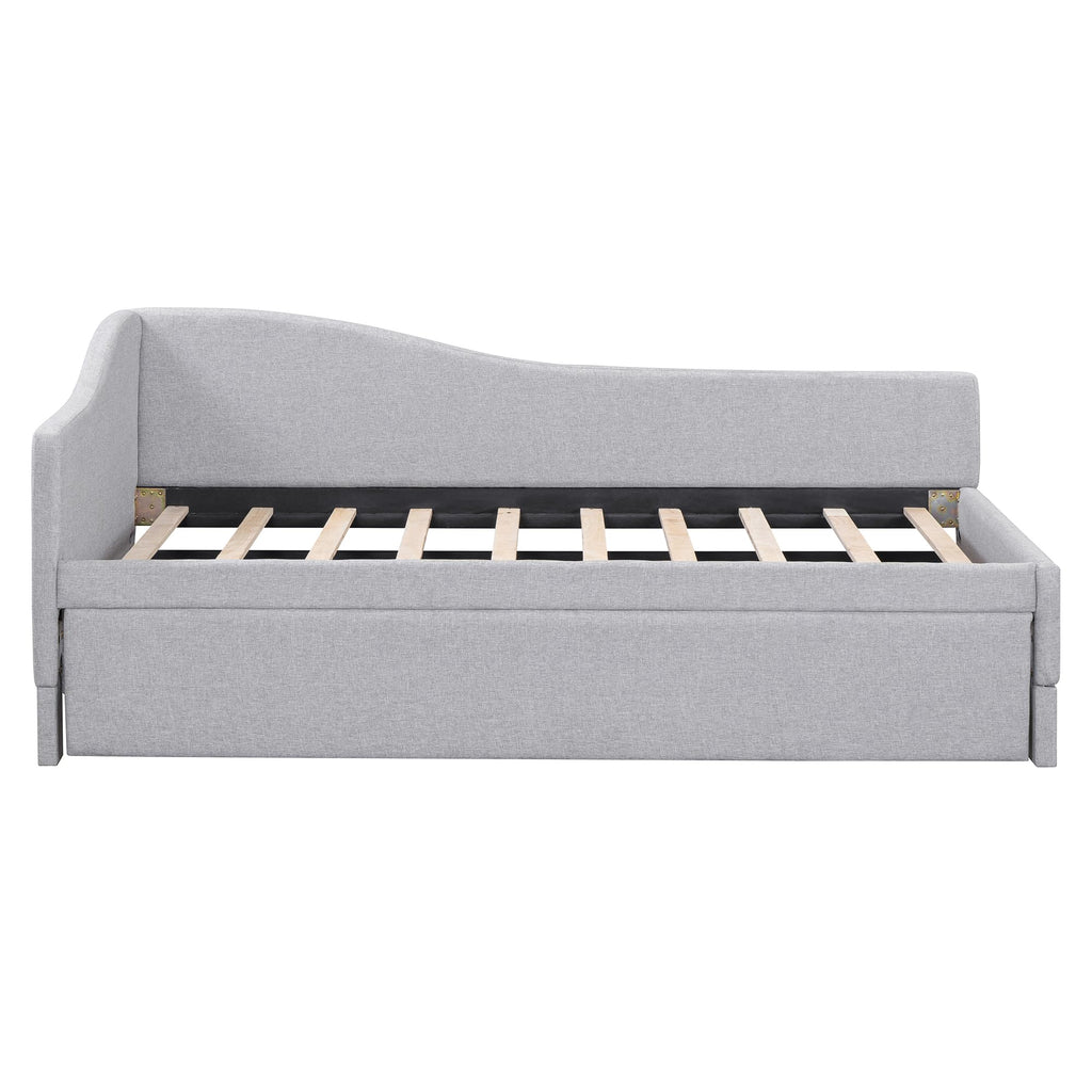 Twin Size Linen Upholstered Daybed with Pop up Trundle U552