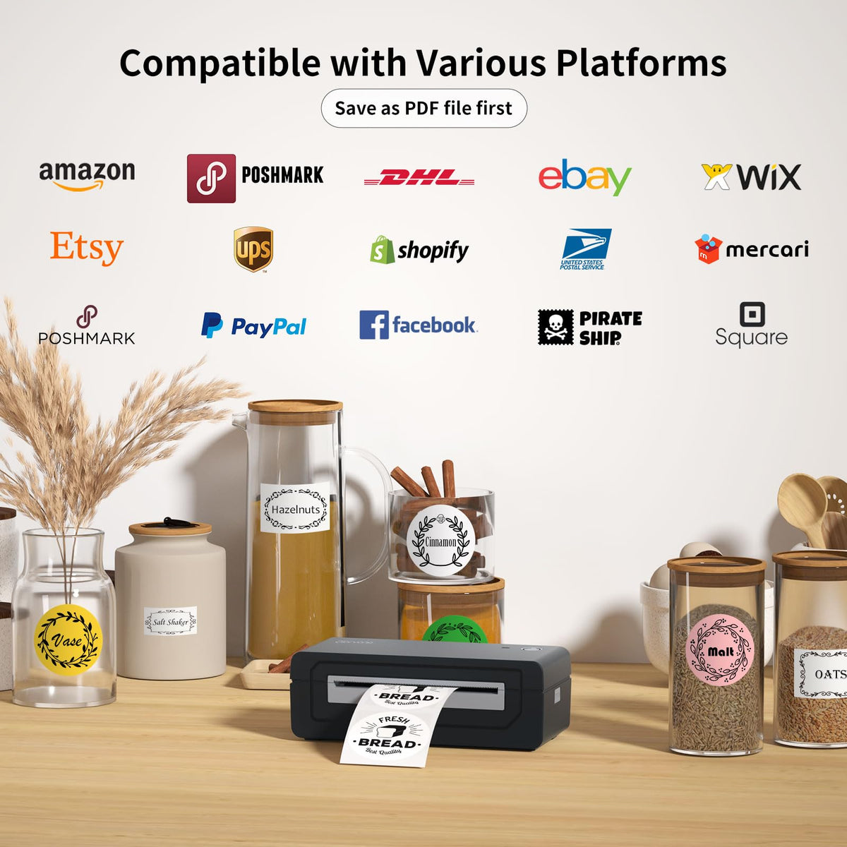 Bluetooth Thermal Shipping Label Printer, 4X6 Inkless Wireless Label Printer O36932