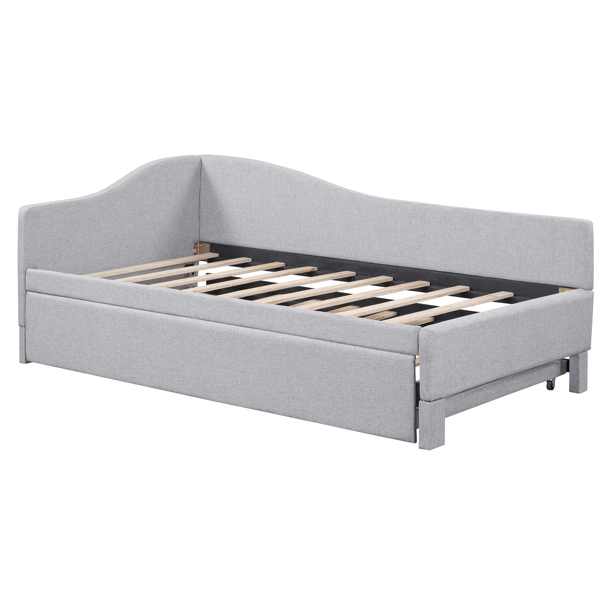 Twin Size Linen Upholstered Daybed with Pop up Trundle U552