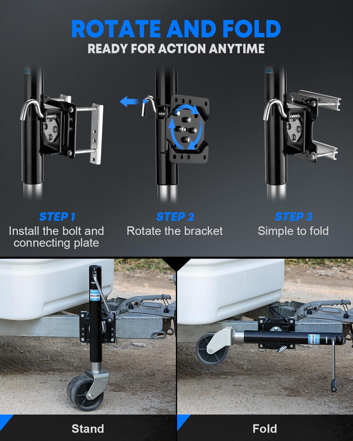 2000 lbs Dual Wheel Trailer Jack T677