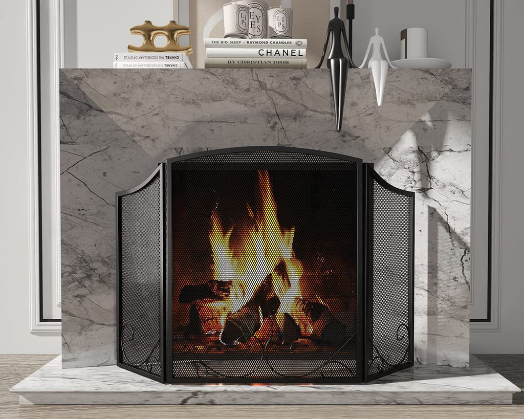 Black Wrought Iron Fireplace Screen C271