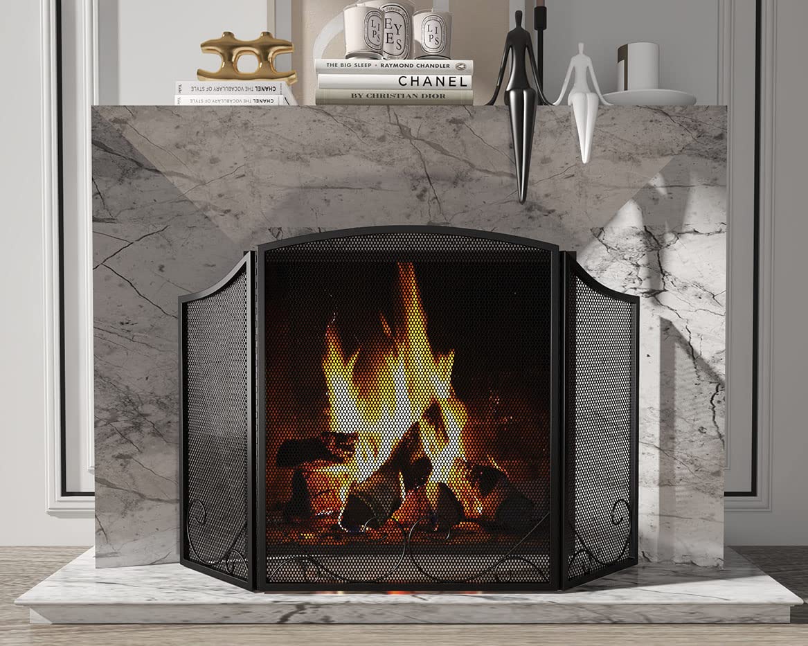 Black Wrought Iron Fireplace Screen C271