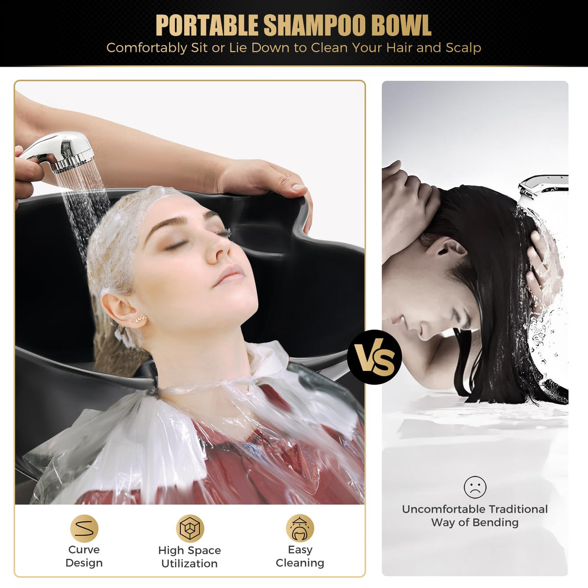 Portable Height & Angle Adjustable Shampoo Bowl E653