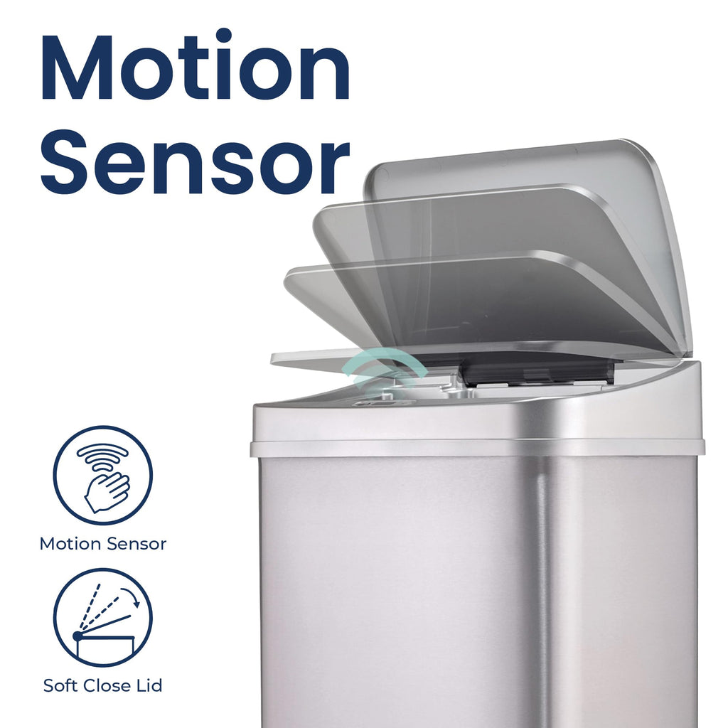 13 Gallon Automatic Stainless Steel Trash Can U632630