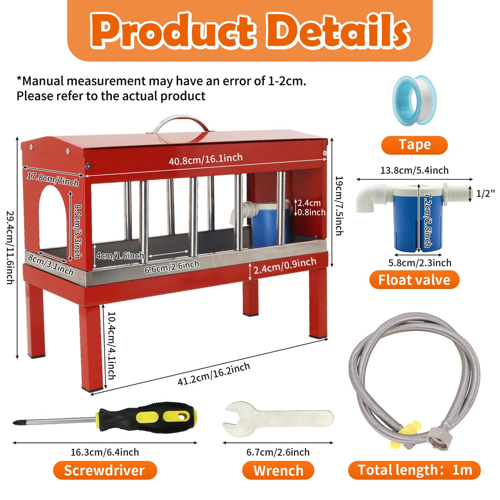 Automatic Stainless Steel Poultry Waterer with Float Valve B103659