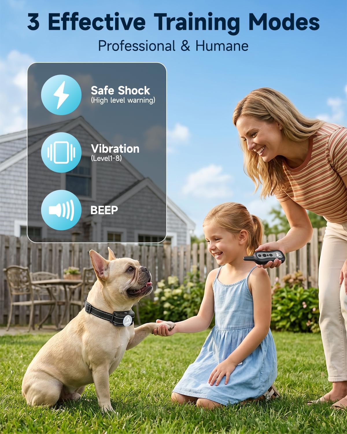 Dog Training Collar with Remote, 3 Training Modes, Rainproof O57314