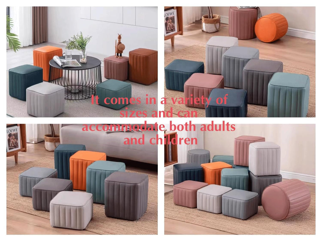Leather Upholstered Square Footstool R748