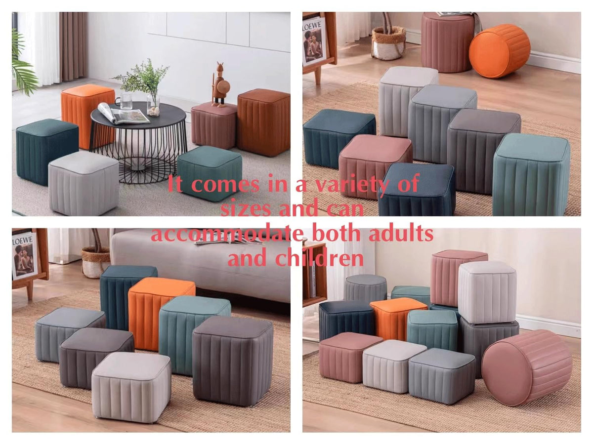 Leather Upholstered Square Footstool R748