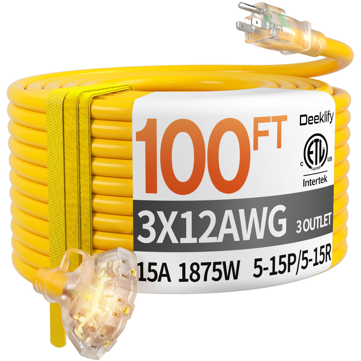12 Gauge Heavy Duty Extension Cord with Multiple Outlets C671852