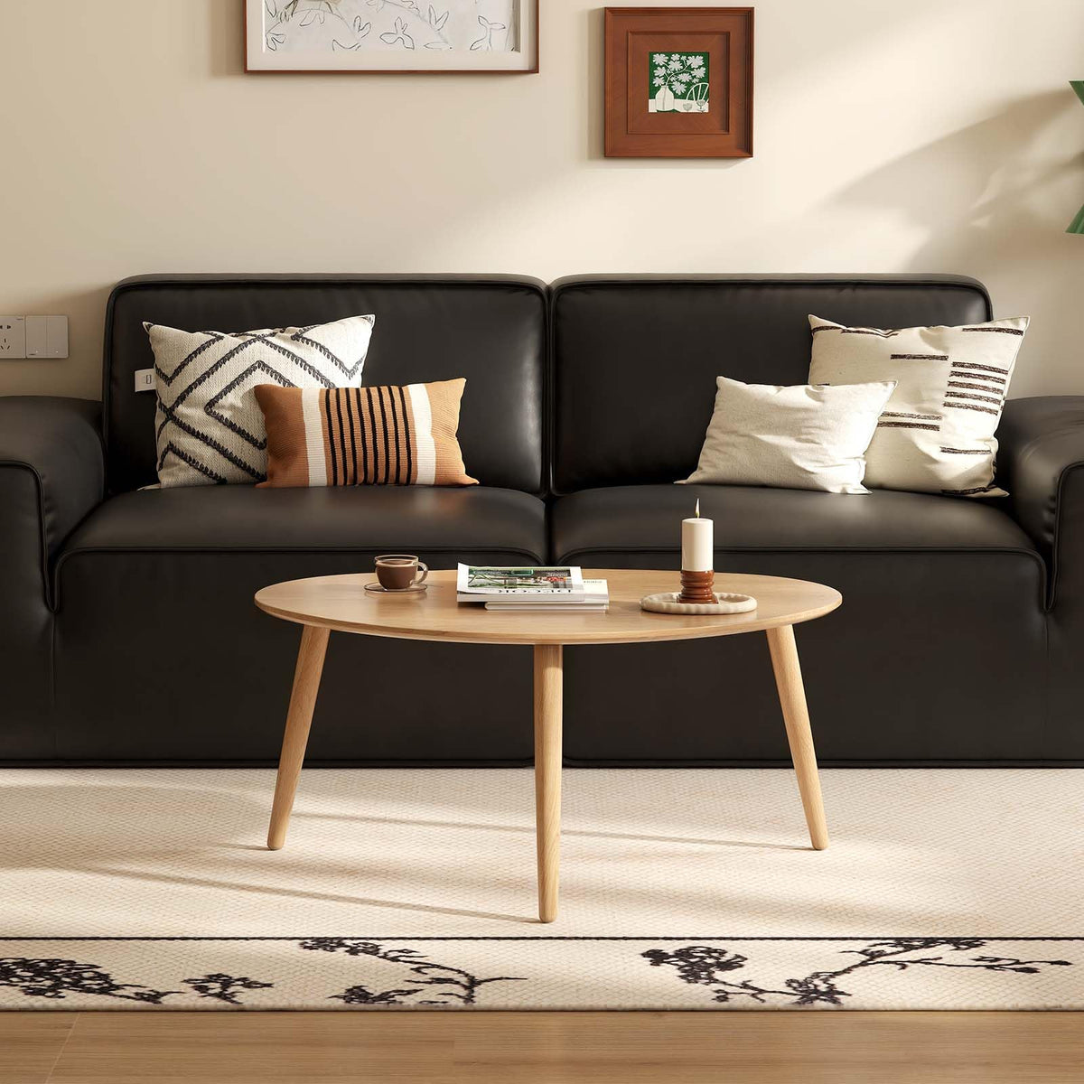 Small Oval Solid Wood Coffee Table P81374