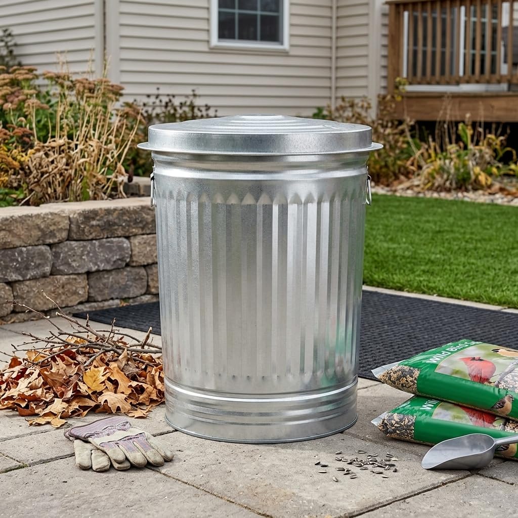 31 Gallon Galvanized Steel Trash Can with Lid T59666