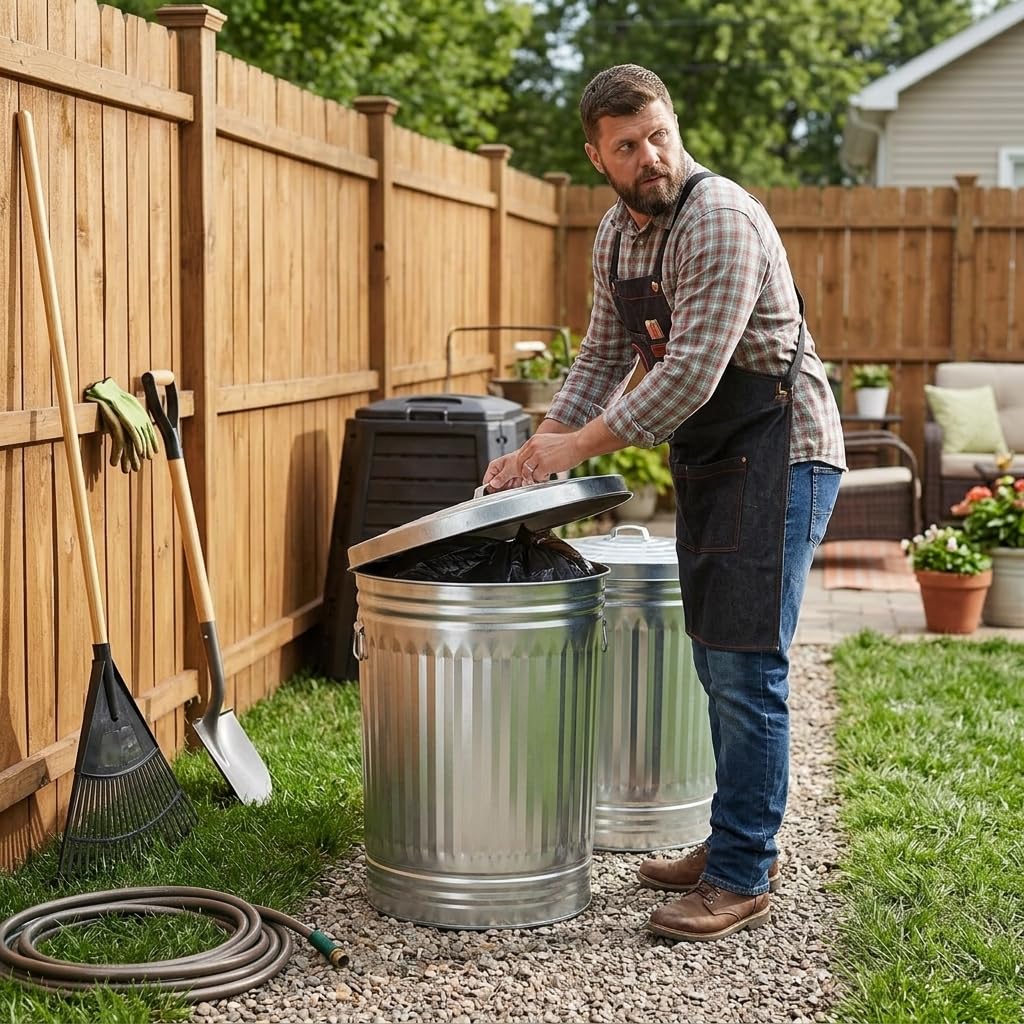 31 Gallon Galvanized Steel Trash Can with Lid T59666