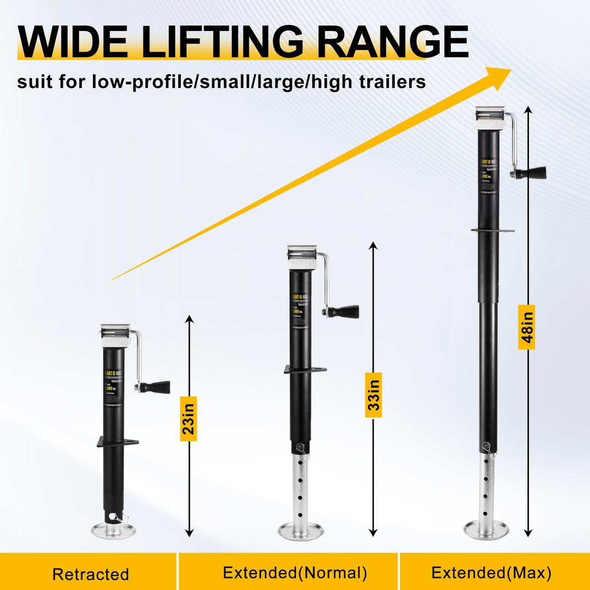 5000 lbs A-Frame Trailer Jack, 15" Vertical Travel with Adjustable Drop Leg E4747