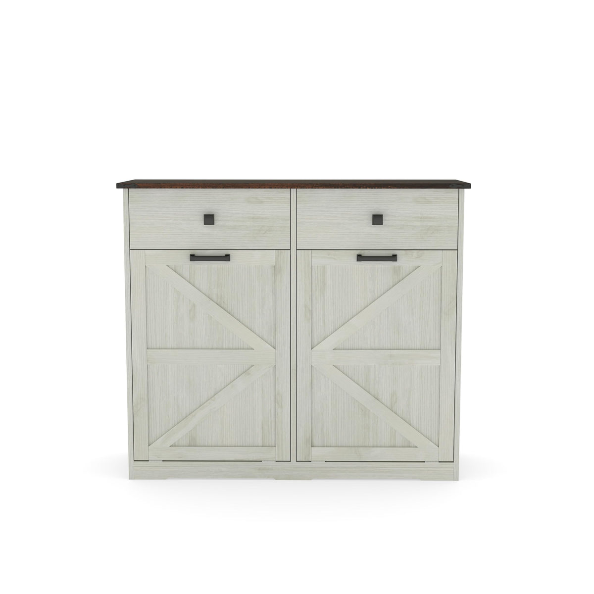 Double Tilt Out Trash Cabinet with Storage Drawers, Antique White O413303