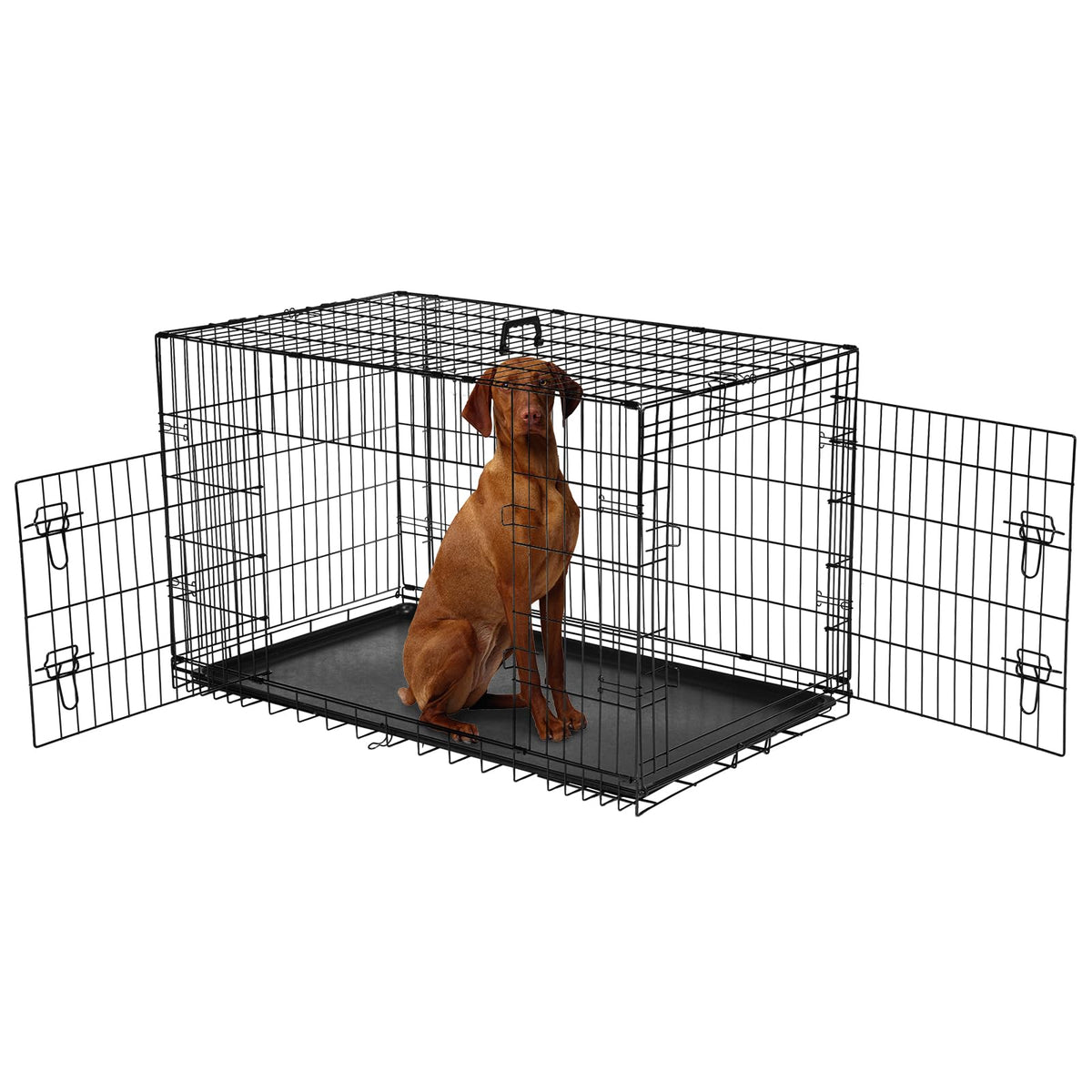 48 Inch Foldable Metal Dog Crate with Divider Panel M99639