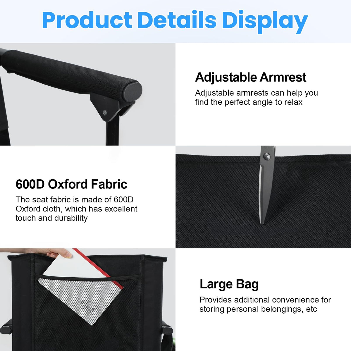 2 Pcs Folding Stadium Seat with Back Support and Cushion B8747