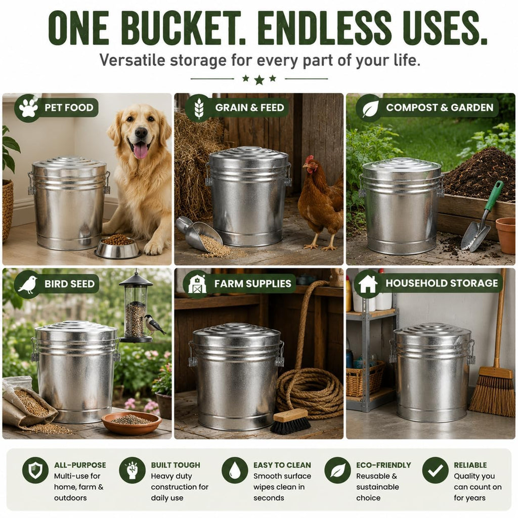 6-Gallon Galvanized Steel Storage Can with Lid S6557