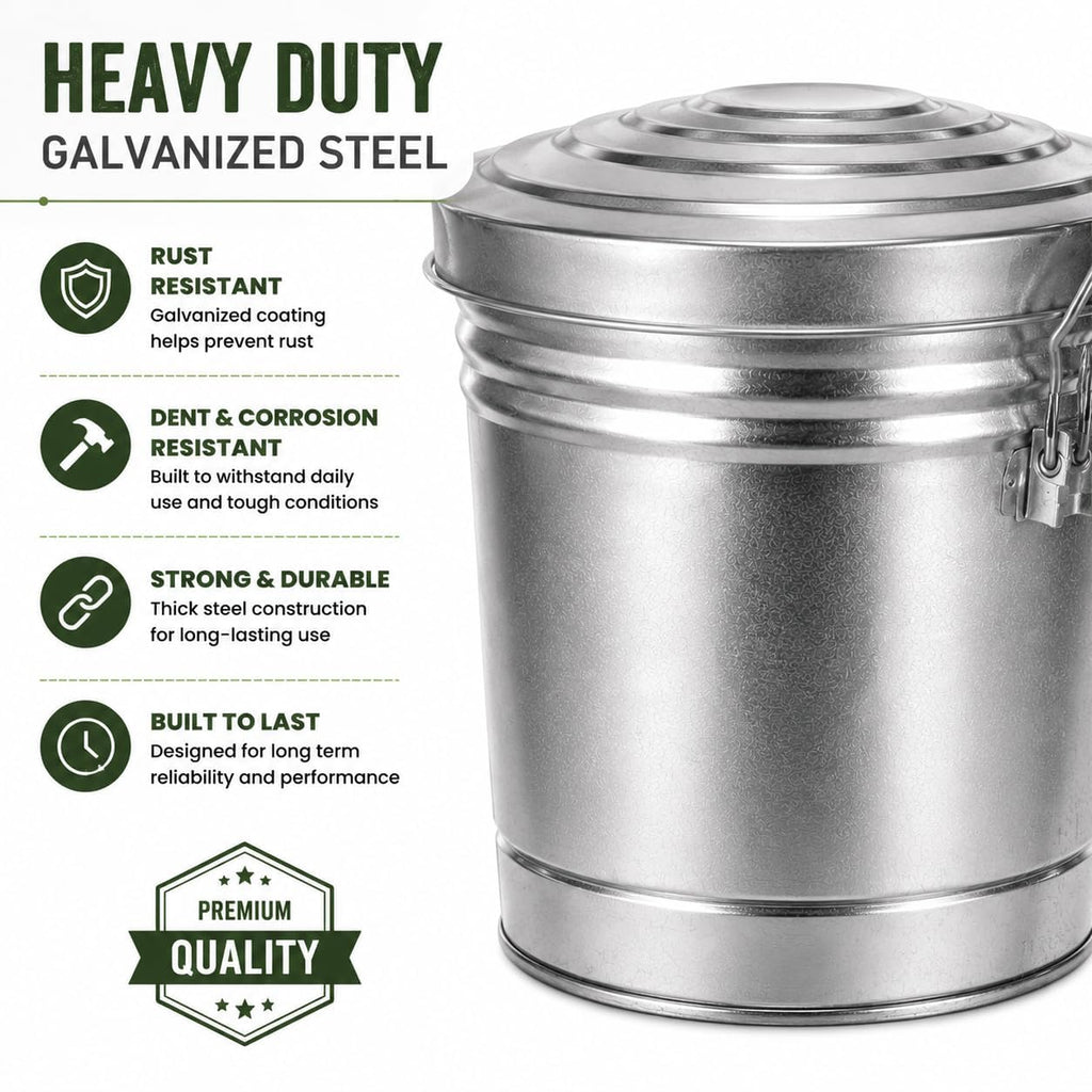6-Gallon Galvanized Steel Storage Can with Lid S6557