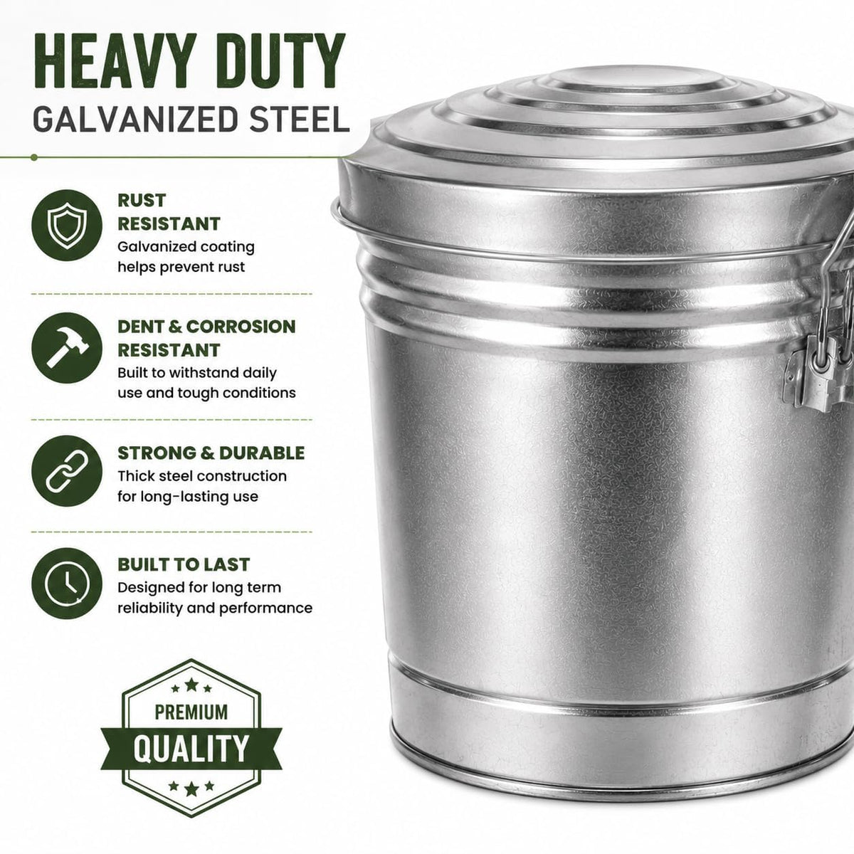 6-Gallon Galvanized Steel Storage Can with Lid S6557