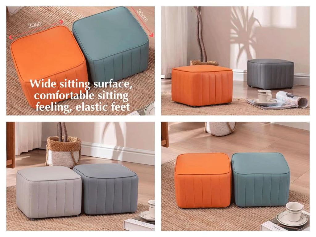 Leather Upholstered Square Footstool R748