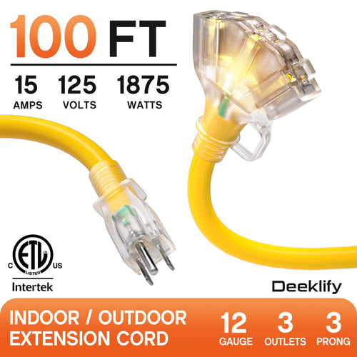 12 Gauge Heavy Duty Extension Cord with Multiple Outlets C671852