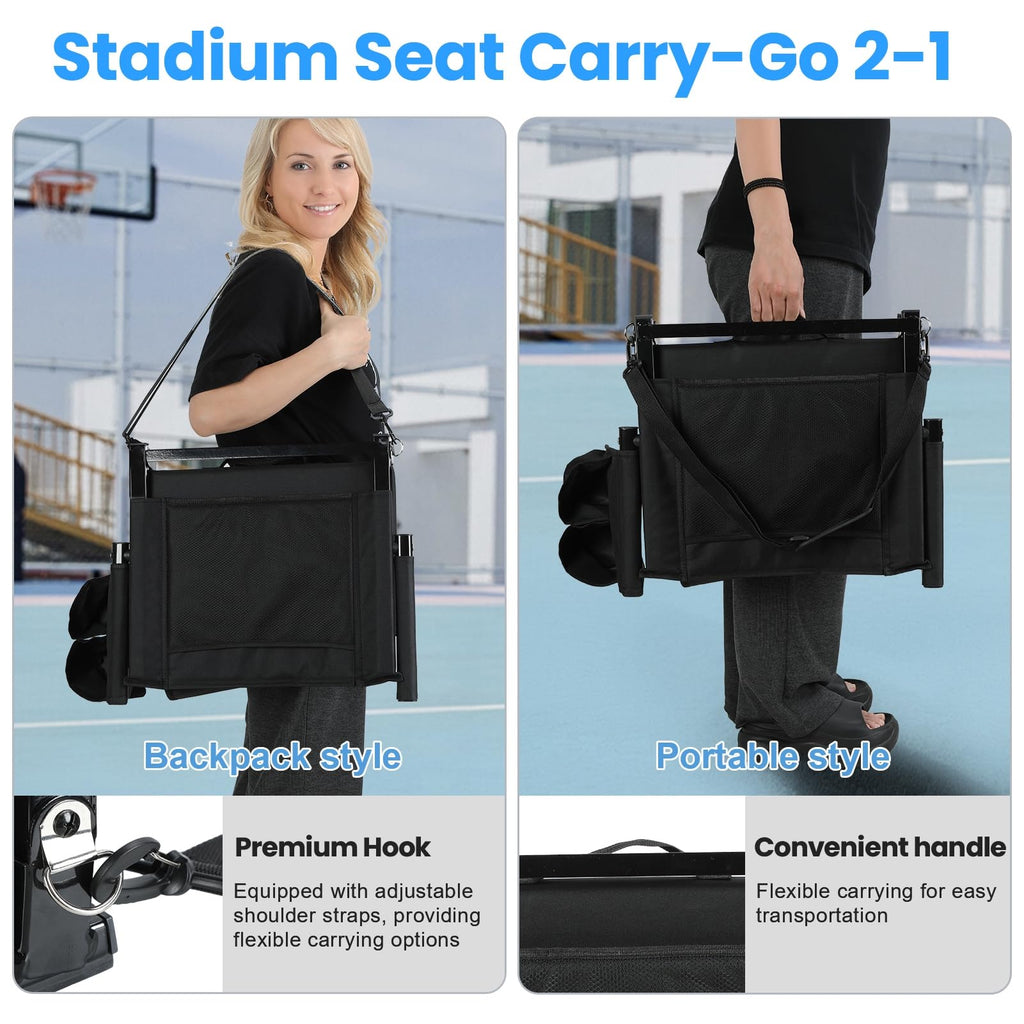 2 Pcs Folding Stadium Seat with Back Support and Cushion B8747