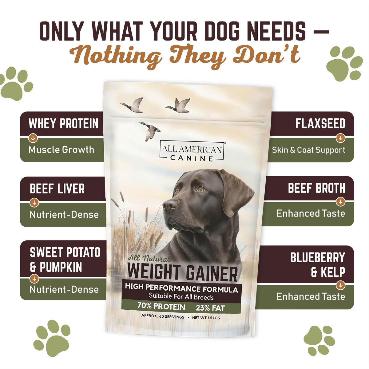 High Calorie Dog Weight Gainer Powder 60 Servings F895585