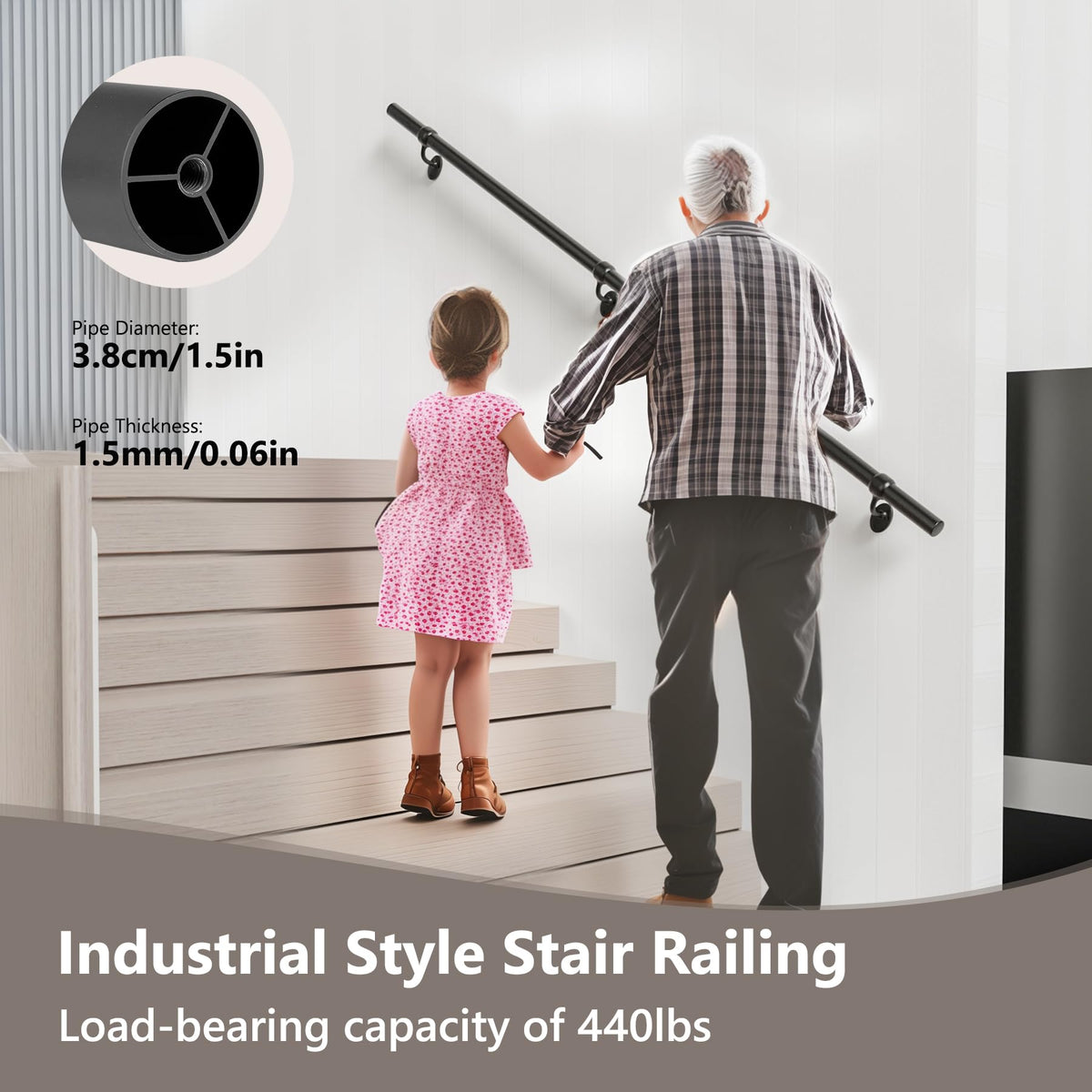 6 Feet Round Aluminum Stair Railing J9540