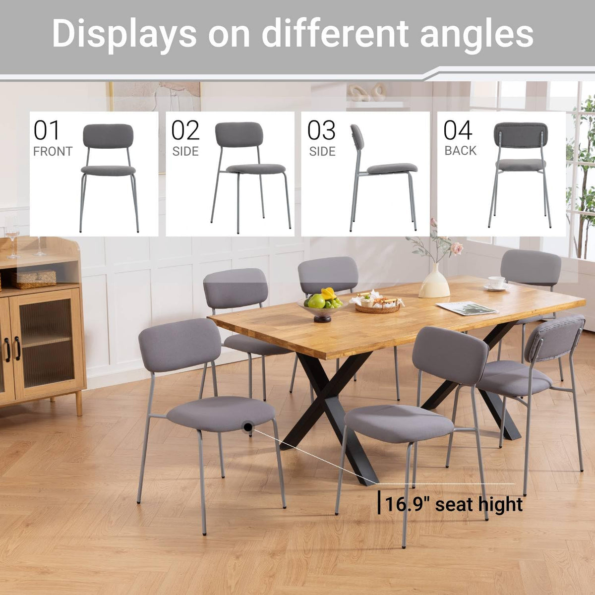 Grey Padded Stackable Chairs Set of 4 B7953