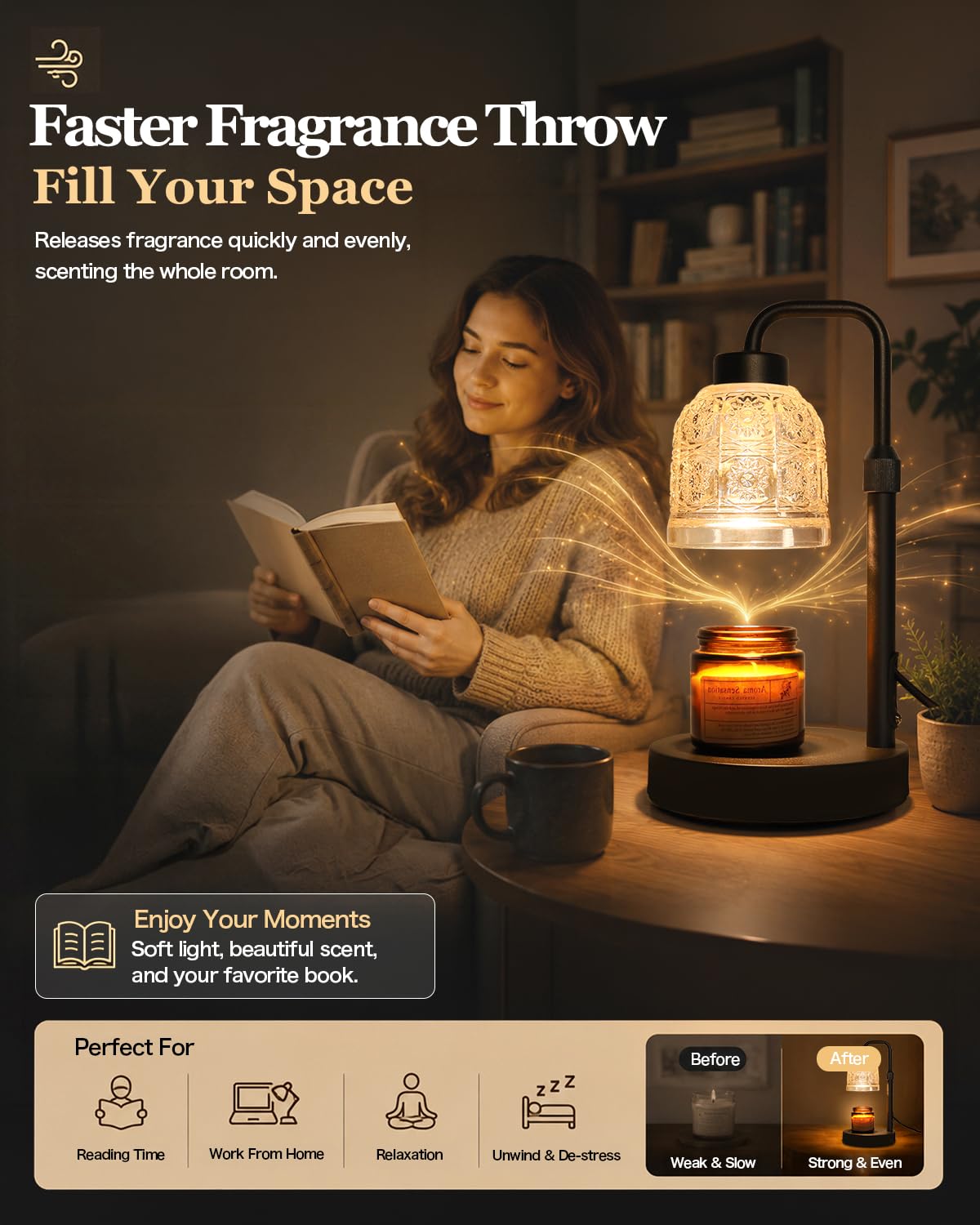 Candle Warmer Lamp with Timer, Gold R459