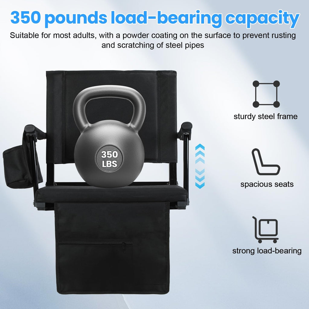 2 Pcs Folding Stadium Seat with Back Support and Cushion B8747
