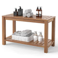 Teak Shower Bench with Shelf D63429
