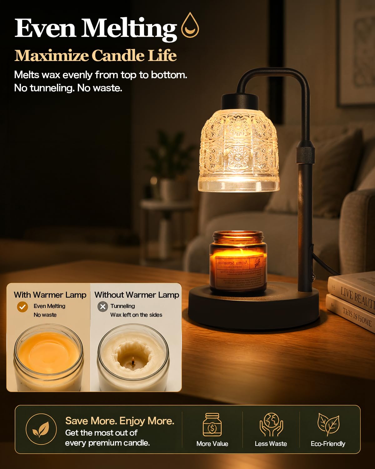 Candle Warmer Lamp with Timer, Gold R459
