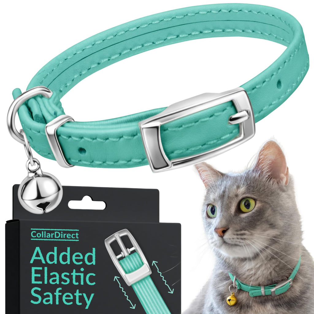 Soft Leather Cat Collar with Safety Elastic Strap R98315