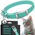 Soft Leather Cat Collar with Safety Elastic Strap R98315