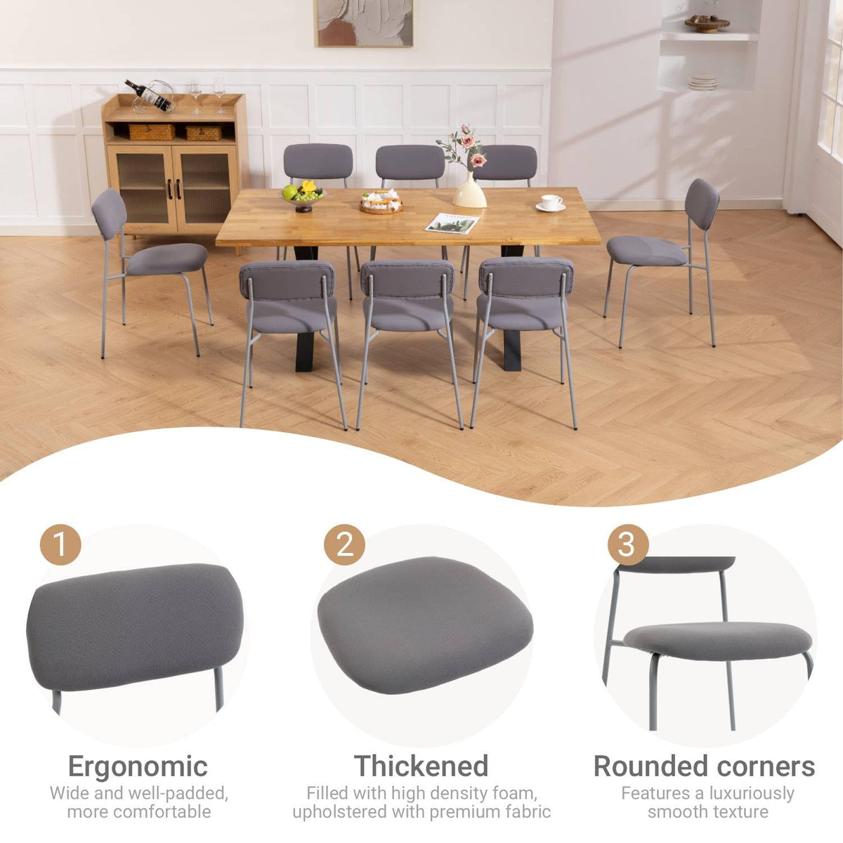 Grey Padded Stackable Chairs Set of 4 B7953