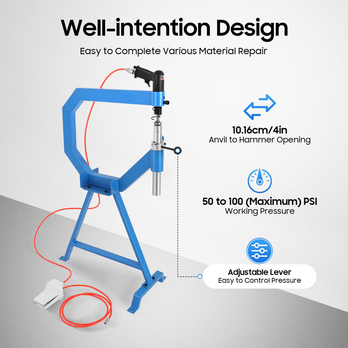 Pneumatic Planishing Hammer Sheet Metal Shaping Machine with Cast-Iron Stand H983