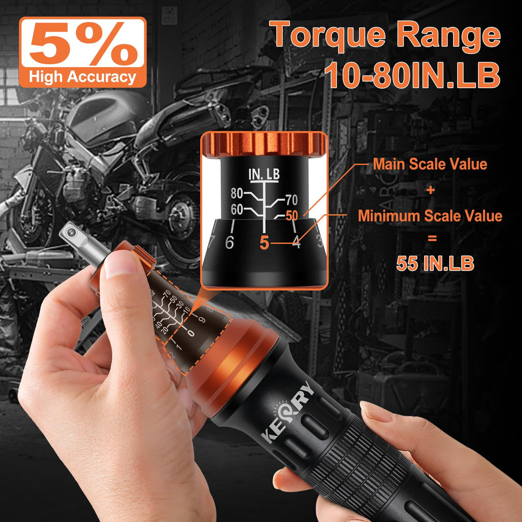 1/4 Inch Pound Torque Screwdriver Set, 10-80 In-Lb, 34-Pieces Bits R550