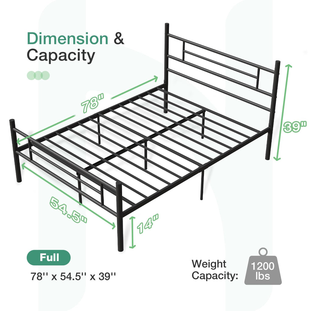 Full Size Metal Platform Bed Frame with Headboard and Footboard C8768